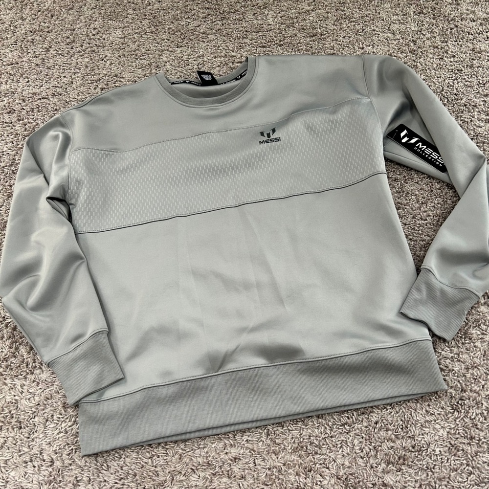 Messi Collection Mens Grey Athletic Performance Crewneck Sweatshirt Sz Small NWT